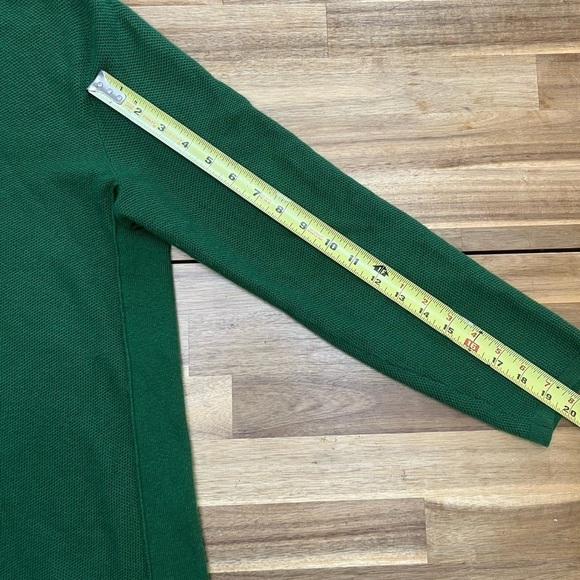J. Jill Slit Side Waffle Knit Long Sleeve Lightweight Sweater Hunter Green Sz Sm - Picture 8 of 11